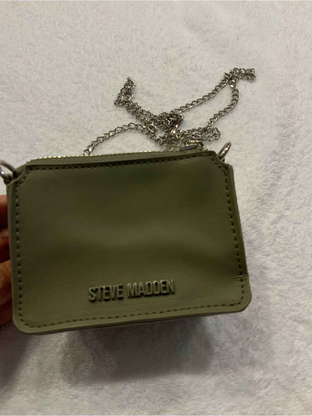 Steve Madden Olive Green Mini Crossbody with Silver Chain